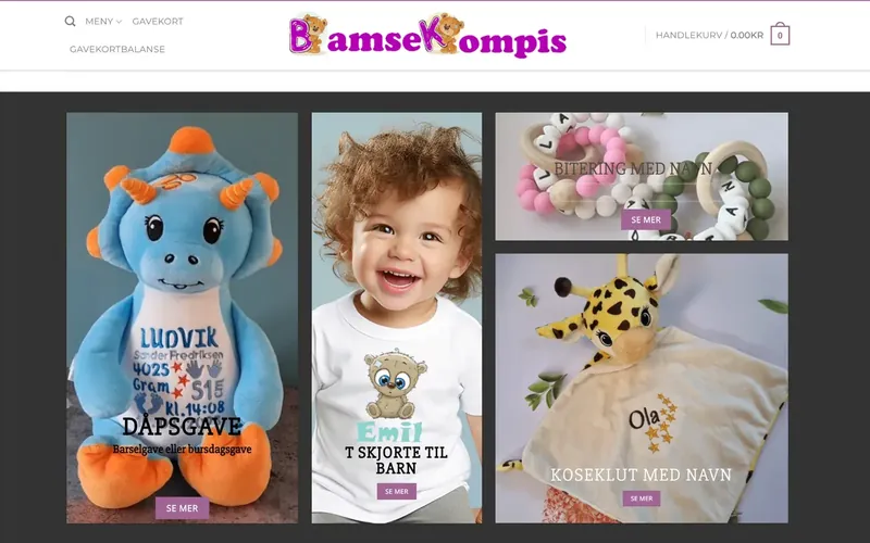Forsiden av bamsekompis.no