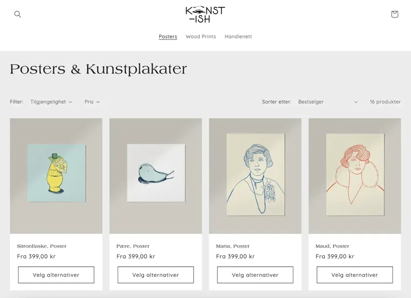 Produktside fra kunst-ish.no