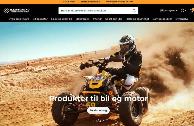 Forsiden av maxstore.no